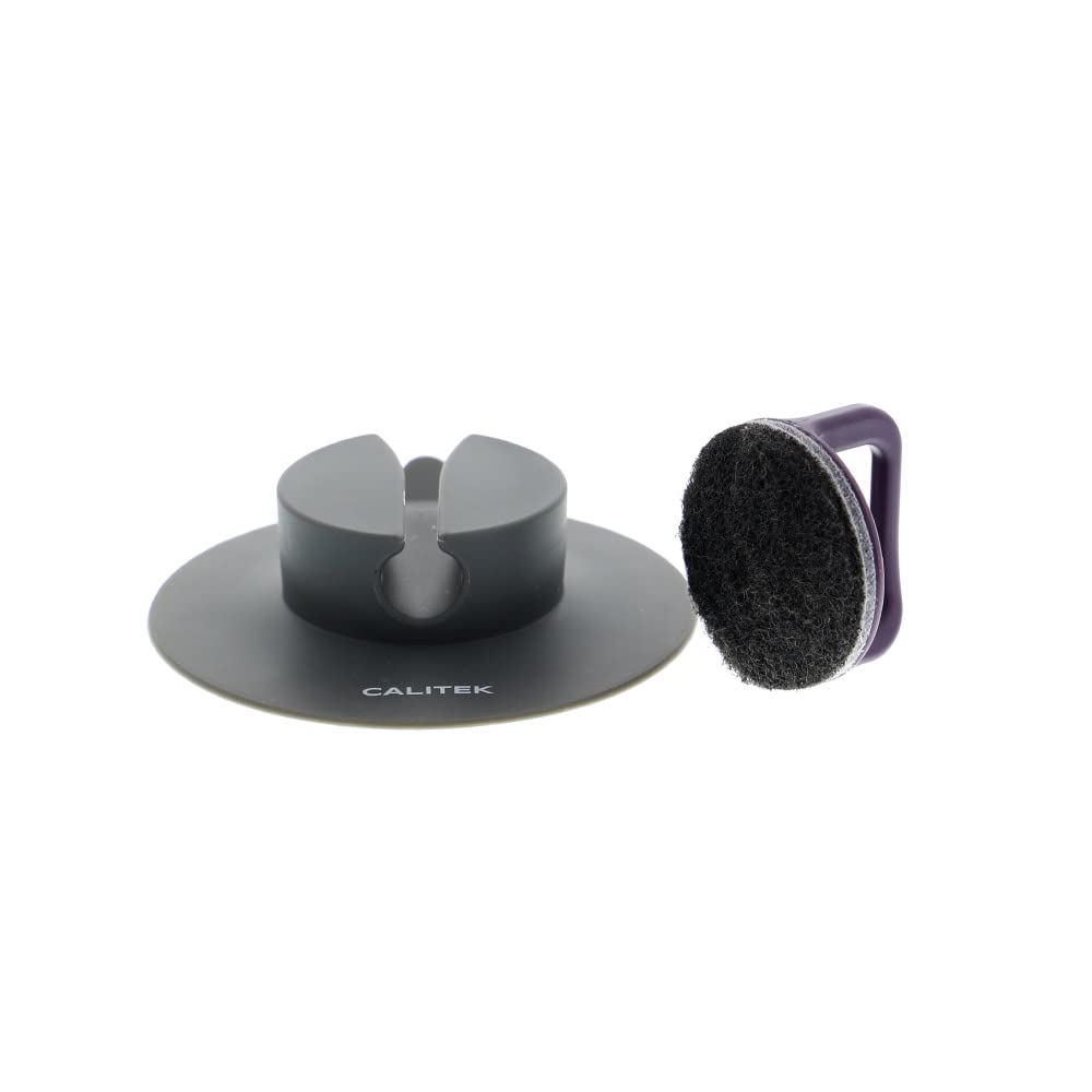 Calitek Unisex Grey Scouring Pad Non Scratch Cleaning Pad With Suction Pad Holder Ideal For Non Stick Pots & Pans In