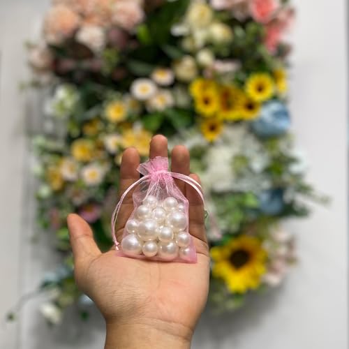 Image of Organza Bags 2.8 inchx3.6 inch, 100Pcs Small Mesh Drawstring Pouches | Pink Organza Bags for Jewelry, Candy, Party Favors, Small Sachet Wrap, Storage Supplies