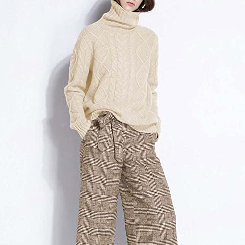 Image of Wool Sweaters Women's Turtleneck Pullover Female Loose Long Sleeve Tops Winter Thick Knitted Jumper