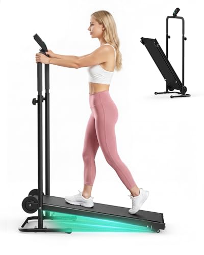Motorless Non-Electric Treadmill - NNET Dual Flywheel & Fixed Incline, Non-Slip Belt,LCD Monitor, Compact Foldable for Small Home Gym, Soft Foam Grips for Walking Jogging