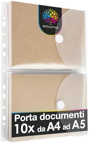 30 Cartelle Portadocumenti A4 OfficeTree - Con 200 Adesivi Salvabuchi, Chiusura A Strappo - Foto 4