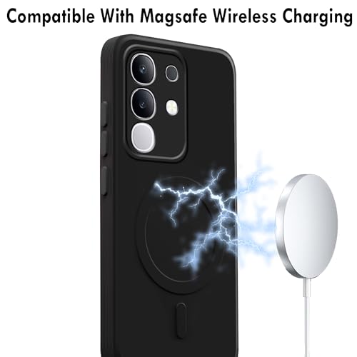 Image of amazon basics Back Cover for Vivo Y31 Pro 5G Soft Matte Silicone Mag-Safe Design (Mag-Safe Not Support) Camera Protection | Slim Fit Bumper Cover (Black)