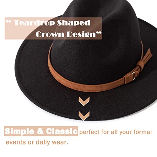 Image of Lisianthus Men & Women Vintage Wide Brim Fedora Hat | Classic Belt Buckle Decor, Adjustable Drawstring, Inner Breathable Sweatband, Timeless Style, Ideal for Travel & Daily