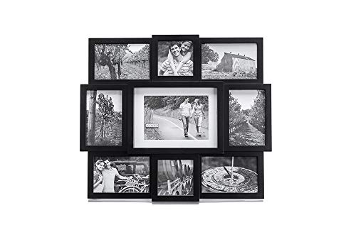 Malden 9-Opening Collage Picture Frame, Made To Display One (1) 5" X 7", Two (2) 4" X 4" And Six (6) 4" X 6", Black #TOP1