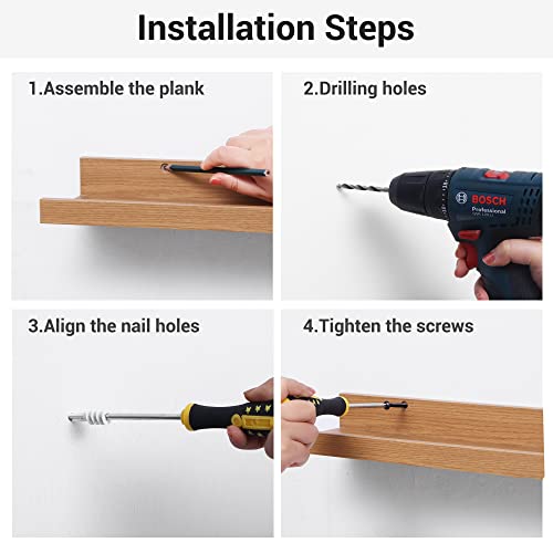 Axeman Floating Shelves Wall Mounted Set Of 3, Picture Shelf With Ledge Floating Wall Shelves For Bathroom Nursery Bedroom Living Room Kitchen Office, Oak #TOP5