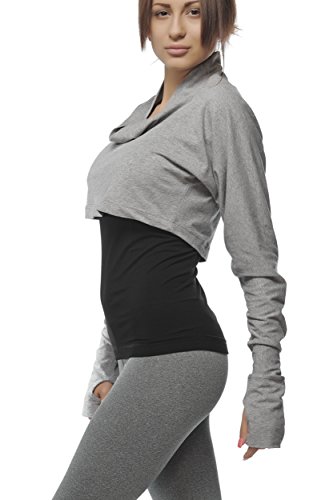 Yoga Pull Over Bolero Alternative Tube Sleeves Top for Dance and Yoga XL Gray
