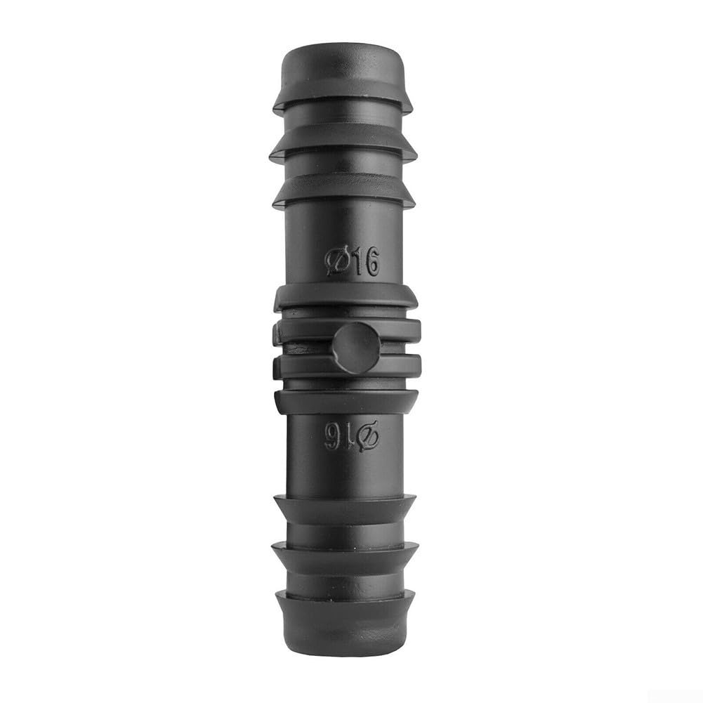 10 Pack Straight Connectors for 16mm PE Drip Irrigation Hose, Barbed Pipe Joiner for Garden Watering Systems, Black Plastic Fittings to Connect Microtubes and