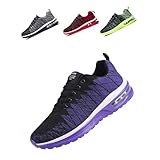 [WULAKESI] [Amazon限定ブランド] ランニングシューズ スニーカー エアクッション ウォーキング ジョギング パープル 運動靴 厚底 防滑 軽量 通気 23.0cm
