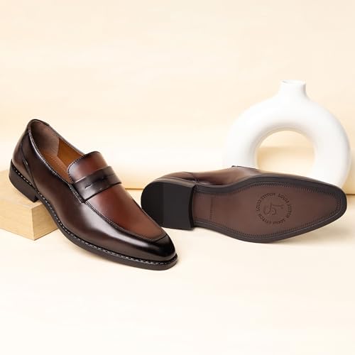 Image of LOUIS STITCH Men's Formal Shoes - Leatherette, Breathable Lining, Moccasins Style | Comfortable for Business, Casual, Parties | Double Tone Finishing (SXMCDS)