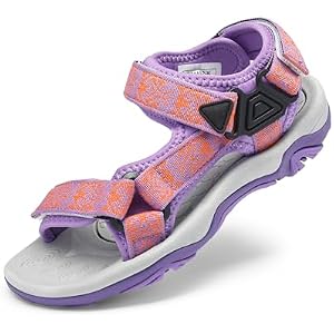 DREAM PAIRS Unisex Summer Water Casual Sandals | Breathable Lightweight Quick-Drying Upper Comfort Footbed Durable Non-Slip Sole Hook-And-Loop Outdoor Walk Daily Wear 9 Toddler Purple/Orange