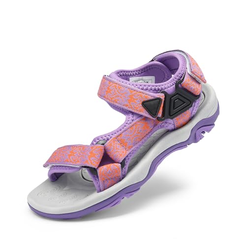 DREAM PAIRS Boys Girls Sandals Kids Adventurous Light-Weight Adjustable Straps Summer Water Shoes (Toddler/Little Kid/Big Kid) 9 Toddler Lavender/Orange