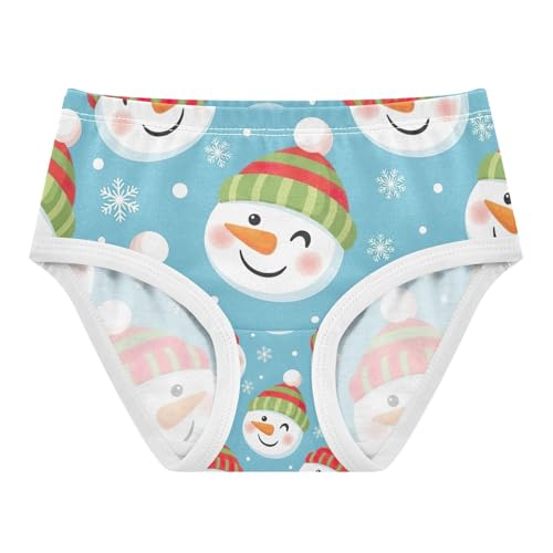 Cute Snowman Blue Girl Panties, Toddler Girl Panties, Cotton Underwear for Girls, 2–8 Years