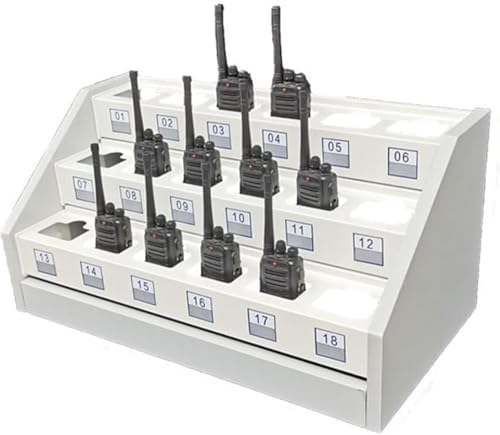 Universal Walkie Talkie Holder & Handheld Radio Storage Cabinet, Wall-Mounted Tool Organizer with Multi-Grid Design for Two-Way Radios & Microphones (Size: 61x22x20cm)