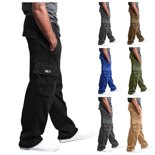 Cargo Sweatpants for Men Plus Size Drawstring Wide Leg Lounge Pants Lightweight Comfy Baggy Joggers with Pockets