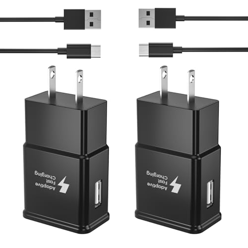 Type C Charger Fast Charging, 2 Pack USB C Android Phone Wall Charger Block & 3.3ft Charge Cable Cord, for Samsung Galaxy S10 / S9 / S8 Plus Active S10e, S20 / S21 Ultra Plus, Note 8 9 10, Pixel 3 etc