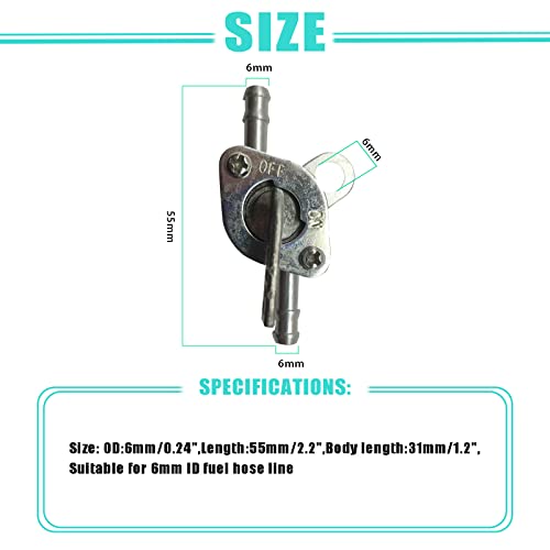 Image of 2 Pcs Inline Fuel Tank Tap Valve Petcock On-Off Switch for 50cc 70cc 90cc 100cc 110cc Mini bike Dirt bike Pit bike Tao Tao Pocket Motorcycle Scooter Moped Quad ATV and Go Karts 6mm
