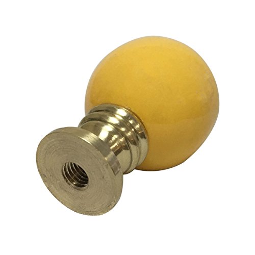 Image of Royal Designs Ceramic Sphere Mustard Yellow Lamp Finial with Polished Brass Base
