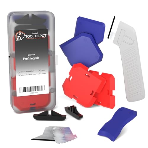 Tool Depot Fugi Kit Caulking Tool Set 11 Piece | Silicone Profiling Kit with Grout Removal Rake | Sealant Smoothing & Finishing Tool for Bathroom Kitchen Sink Floor Window