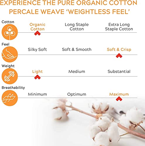 Sleep Mantra 100% Organic Cotton Bed Sheet Set - Crisp And Cooling Percale Weave, Soft Breathable, Eco-Friendly, 4 Piece Bedding Set, Deep Pocket With All-Around Elastic, (Queen, Light Gray) #TOP5