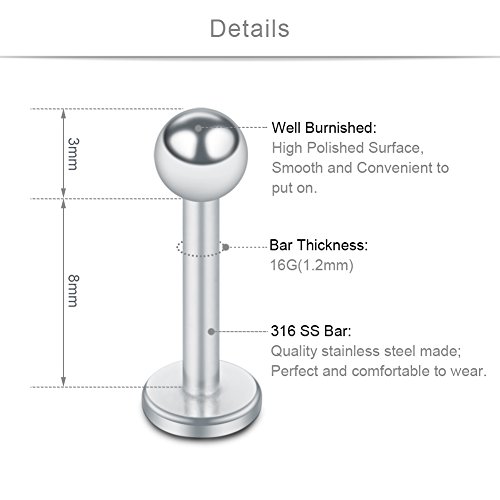 SCERRING 16g Stainless Steel Labret Monroe Lip Tragus Helix Earring Ring 6-12mm2