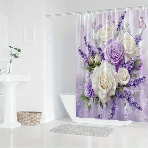 Rideau de douche papillons violets de qualité supérieure 183cm - 5