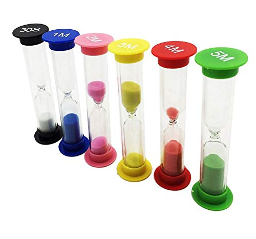 Rubik6pcs Sand Timers 30sec/1/2/3/4/5 Minutes Sand Clock Timer Hourglass Creative Vintage Gift for Home Office Kitchen (Pack of 6, 30sec-5min)