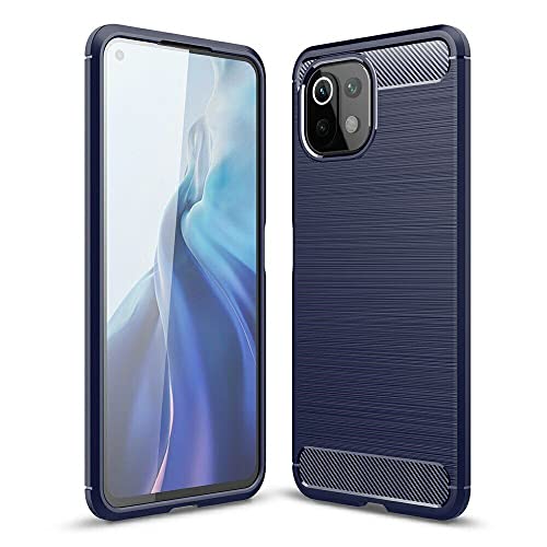 Image of NPRC Hybrid Ultra Slim Protective Case TPU Non-Slip Carbon Fiber Texture Shockproof Case Cover for Redmi 11 lite - Blue