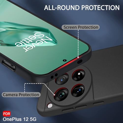Image of TheGiftKart Sleek Back Cover Case for OnePlus 12 5G | Slim Fit Protective Design | Ultra Matte Finish | Camera Protection Bump | Soft Silicon Back Cover Case for OnePlus 12 5G (Silicone, Black)