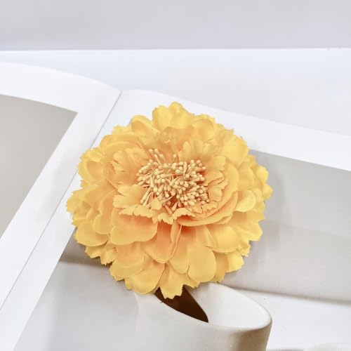 Image of Peony Fabric Flower Brooches Oversize Lapel Pins Extra Big Brooch Delicate Dancing Party Prom Wedding Charm Banquet Dress Suit Guest Corsage Accessories Gifts Dancer Large Hairpin Clip 110mm