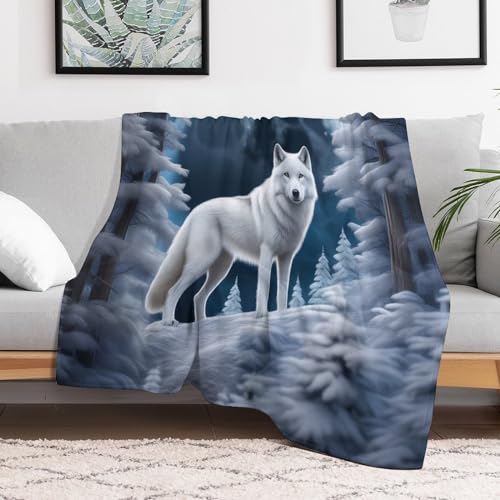 Plaid loup couverture polaire lit canapé-lit 150x200cm