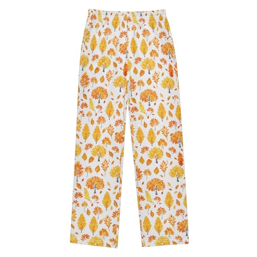 Pajama Pants Lounge Sleep PJ Bottoms Sleepwear Elastic Waist Drawstring S Hand Drawn Leaf