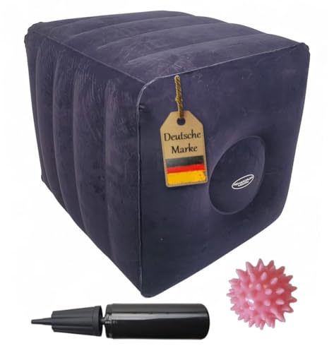 FabaCare Bandscheibenwürfel mit Igel Massageball, Entlastungswürfel, Stufenbettlage, Bandscheibenkissen, Lagerungskissen Beine, Beinablage für Rückenübungen, Beinhochlagerungskissen ist aufblasbar