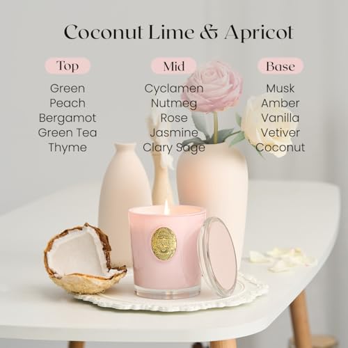 M&SENSE 290g Soy Scented Candles Coconut Lime&Apricot - 55 Hours Long Burning, Natural Non-Toxic Glass Jar Candle, Aromatherapy for Relaxing, Luxury Birthday/Mother's Day Gifts for Women - Image 5