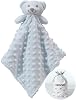 Crevent Cosy Plush Baby Security Blanket Loveys for Baby Boys and Girls Minky Dot Front + Sherpa Backing with Animal Face (Blue Bear)