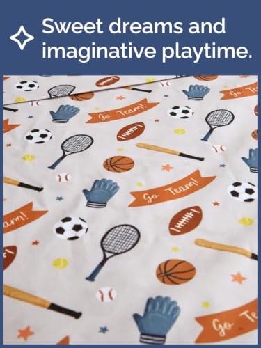 Image of Kids Full Size Sports Bed Sheets - 4 Piece Kids Sports Sheet Set - Game Day Bedding - Ultra-Soft, Cute & Cozy - Breathable & Machine Washable - Wonderful Fun Bed Set for Boys, Girls, Teens & Toddlers