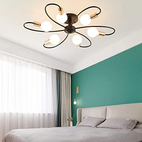 Image of Metal Nordic Pendant Lights Lamps Black 6 Head Modern Ceiling Light Hanging Lamp Home Decor Chandelier