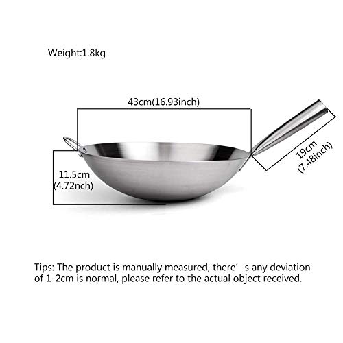 Wok profesional grande acero 43 cm plateado miniatura 3