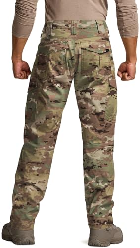 Image of CQR Men's Flex Ripstop Tactical Pants, Water Resistant Stretch Cargo Pants, Lightweight EDC Hiking Work Pants