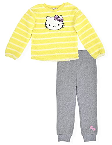 Hello Kitty Girls Sherpa Fleece Jogger Set 2 Piece Crew Neck Sweatshirt and Sweatpants