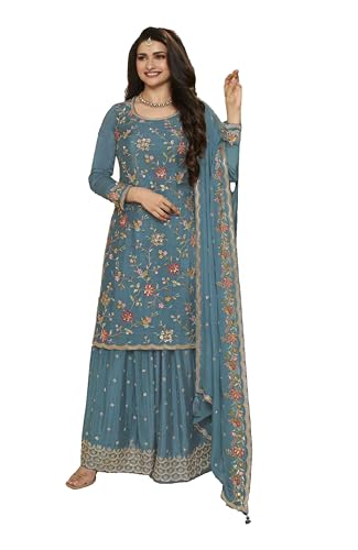Shriva Fashion Eid festival salwar kameez ready to wear suit indian pakistani style party embroidered for women (2730) (Blue, 42)