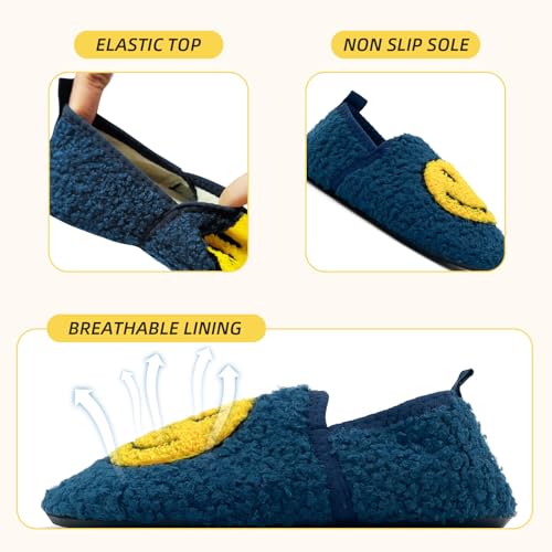 Smile Slippers for Women Men Indoor, Cute Bedroom House Slippers Fuzzy Memory Foam, Ladies Closed Back House Shoes Fluffy Warm Soft Cozy Socks3