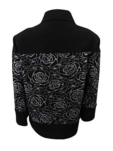 Kasper Women's Printed Floral Bell Sleeve Jacket, Black/Silver, 122