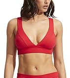 Seafolly Women's Standard Banded Longline Triangle Bikini Top Swimsuit, Eco Collective Chilli Red,...
