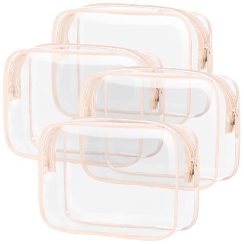 Image of PACKISM TSA Approved Toiletry Bag - 4 Pack Upgrade Color-Edged Clear Makeup Bag, Clear Toiletry Bag For Traveling Fits Various Storage Needs, Pink