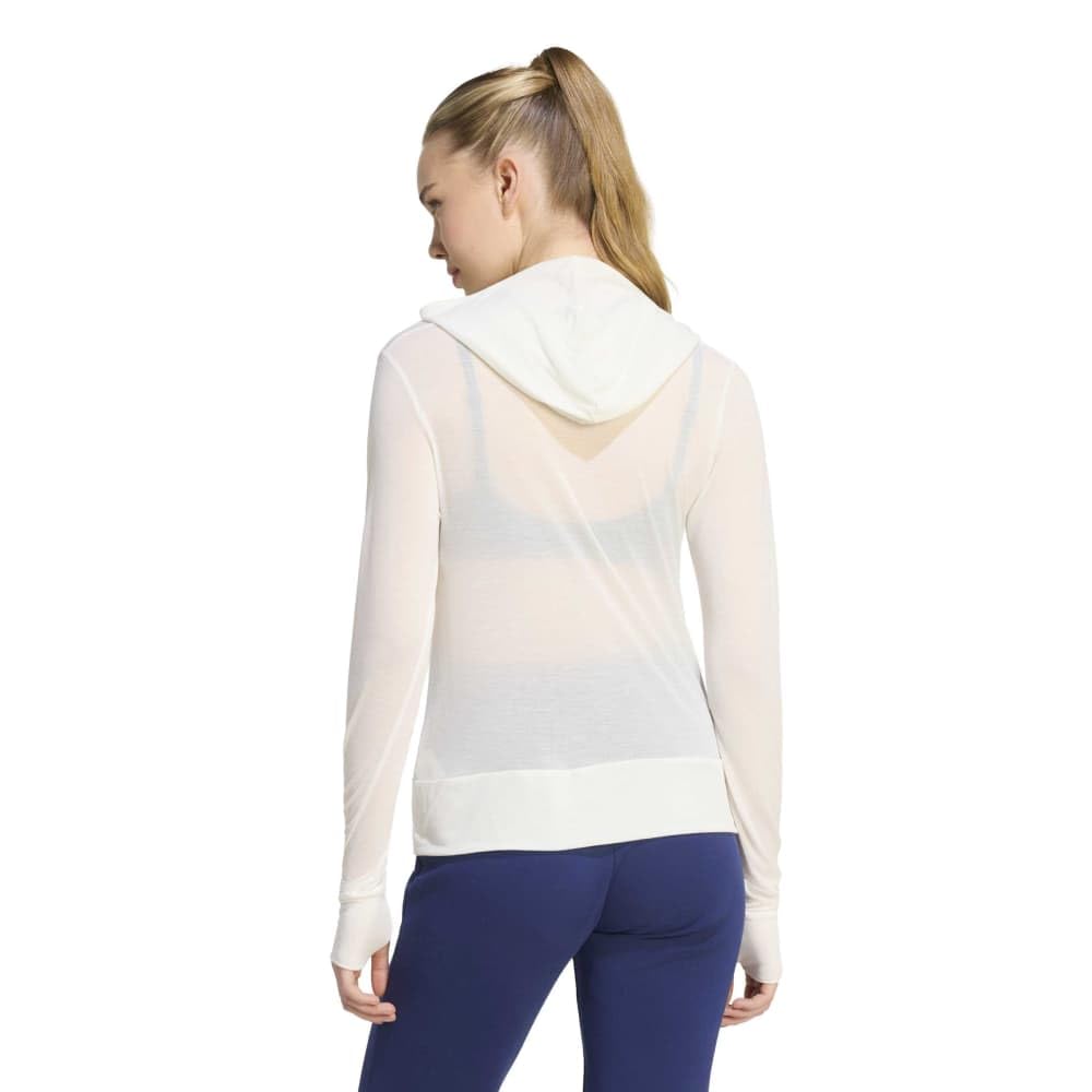 adidas Kobiety Soft Lux Sheer Hooded Long-Sleeve Shirt, off white, S