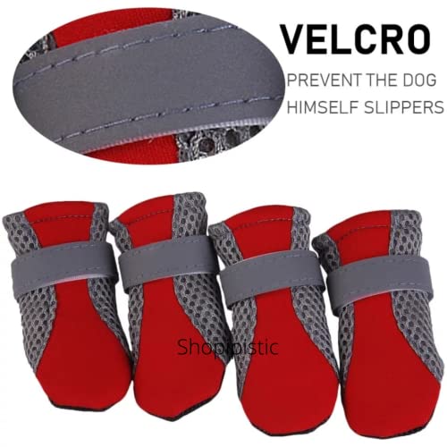 Image of Dog Shoes for Shih Tzu, Indoor Anti-Slip Dog Paw Shoes with Grip Pads for Tile & Wooden Floors, Puppy Paw Protector for Small Dogs, NOT for Outdoor Use or Large Dogs (Red, Size 3)