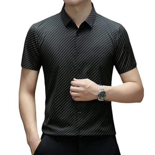 Chemise d'été manches courtes haut de gamme à rayures diagonales homme