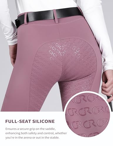 GemRebel Women\'s Full Seat Riding Tights Thickened Horse Riding Pants Schooling Tights Equestrian Breeches Horseback Riding Pants Pink Medium - Thumbnail 3