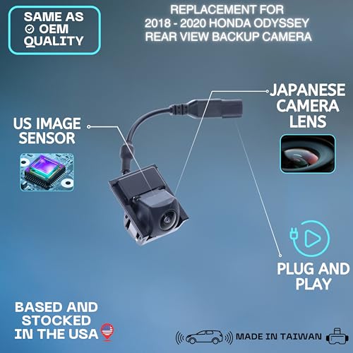 Image of Backup Camera Replaces for 2018-2020 Honda Odyssey OE Part # 39530-THR-A23, 39530-THR-A22, 39530-THR-A21, 39530-THR-A02