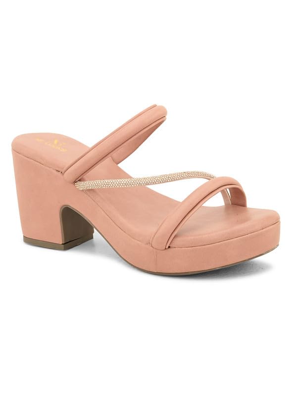 Image of XE Looks Fashion Sandals | Faux Leather Stylish and Comfortable Block Heel With Ankle Straps | For Wedding Occasion| For Women & Girls